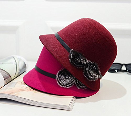 Sombrero de fieltro de Cosanter para mujer, elegante gorro de melón, sombrero de invierno, sombrero de pescador, moderno melón azul 56-57 cm