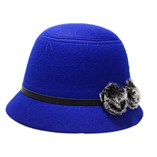 Sombrero de fieltro de Cosanter para mujer, elegante gorro de melón, sombrero de invierno, sombrero de pescador, moderno melón azul 56-57 cm