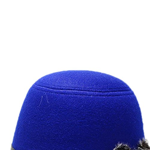 Sombrero de fieltro de Cosanter para mujer, elegante gorro de melón, sombrero de invierno, sombrero de pescador, moderno melón azul 56-57 cm