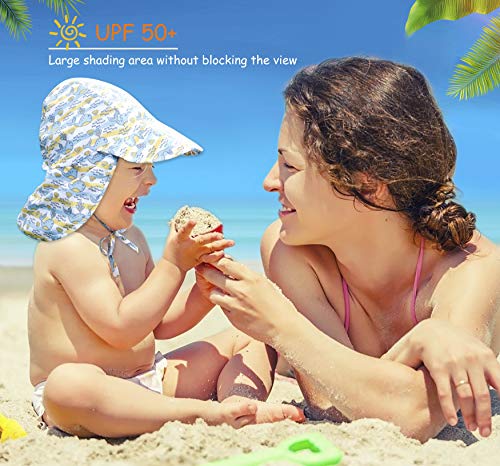 Sombrero de Sol con Cubrenuca para Bebé Niños Niñas Anti-UV Gorro Verano Gorrito para Playa, Natación, Pesca, Viaje, Excursión, Escuela Ajustable con Barbijo