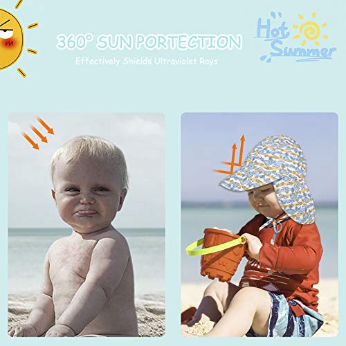 Sombrero de Sol con Cubrenuca para Bebé Niños Niñas Anti-UV Gorro Verano Gorrito para Playa, Natación, Pesca, Viaje, Excursión, Escuela Ajustable con Barbijo