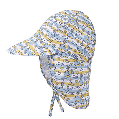 Sombrero de Sol con Cubrenuca para Bebé Niños Niñas Anti-UV Gorro Verano Gorrito para Playa, Natación, Pesca, Viaje, Excursión, Escuela Ajustable con Barbijo