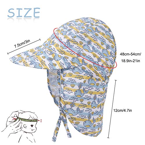 Sombrero de Sol con Cubrenuca para Bebé Niños Niñas Anti-UV Gorro Verano Gorrito para Playa, Natación, Pesca, Viaje, Excursión, Escuela Ajustable con Barbijo