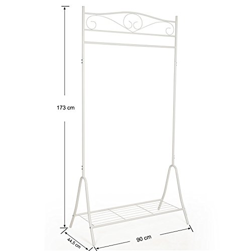 SONGMICS Perchero Burro, Colgador Metálico para ropa, Estante para zapatos, 90 x 44,5 x 173 cm, Blanco Crema HSR01W