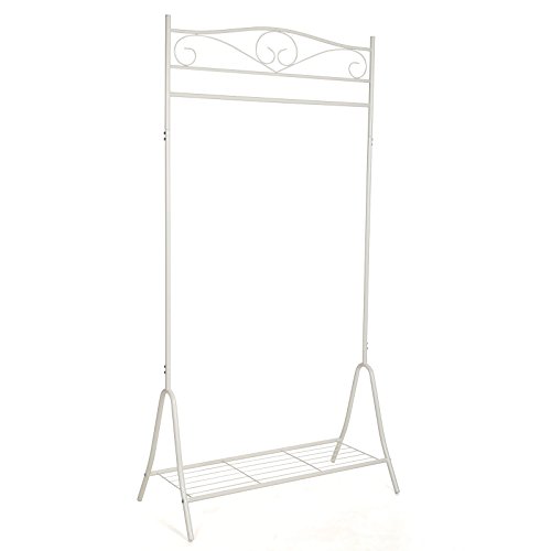 SONGMICS Perchero Burro, Colgador Metálico para ropa, Estante para zapatos, 90 x 44,5 x 173 cm, Blanco Crema HSR01W