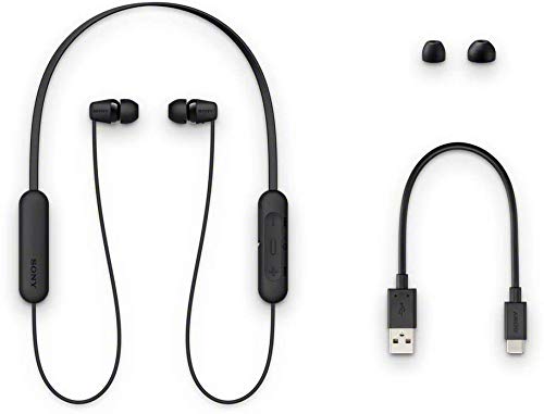 Sony WI-C200 - Auriculares in ear inalámbricos más ligeros y con hasta 15 h de autonomía, negro