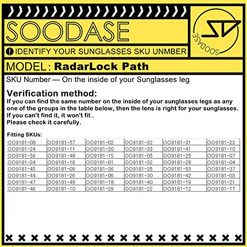 SOODASE Para Oakley Radarlock Path Vented Gafas de sol Photochromism Lentes de repuesto