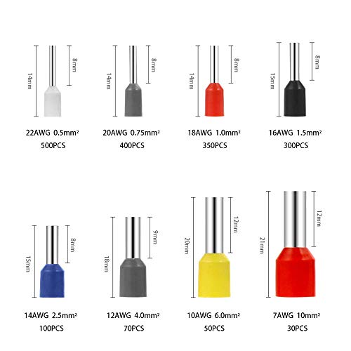 Sopoby 1800pcs Terminales cables electricos - Multi-tama?o Terminal para Cableado Eléctrico y Cables Conector Aislante de Cable(Multicolor)