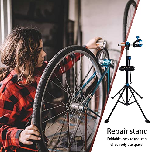 Soporte de reparación de bicicletas, soporte de bicicleta ajustable y plegable, poste de acero y diseño de abrazadera de rotación de 360 grados, para mantenimiento de bicicletas de montaña y de carret