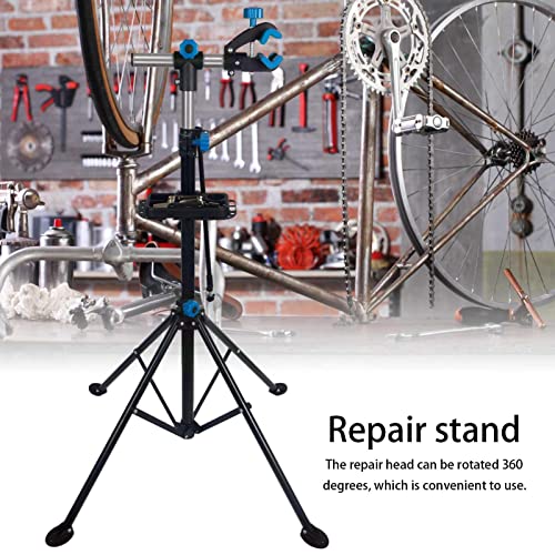 Soporte de reparación de bicicletas, soporte de bicicleta ajustable y plegable, poste de acero y diseño de abrazadera de rotación de 360 grados, para mantenimiento de bicicletas de montaña y de carret
