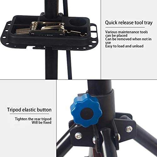 Soporte de reparación de bicicletas, soporte de bicicleta ajustable y plegable, poste de acero y diseño de abrazadera de rotación de 360 grados, para mantenimiento de bicicletas de montaña y de carret