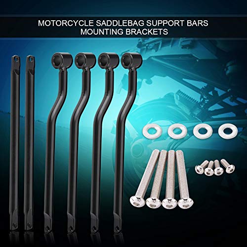 Soportes de alforjas Universal, soportes de barras de soporte para alforjas de motocicleta Soporte de montaje lateral de soporte de alforjas de acero inoxidable negro