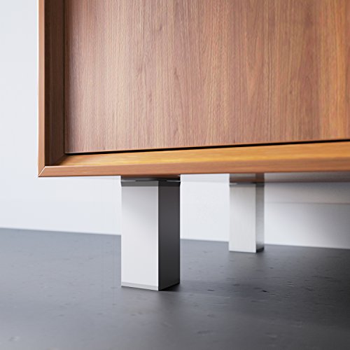 sossai® Patas para muebles MFV1 | 4 piezas | altura regulable | Diseño: Alu | Altura: 60 mm (+20mm) | Perfil cuadrado: 40 x 40 mm |Tornillos incluidos