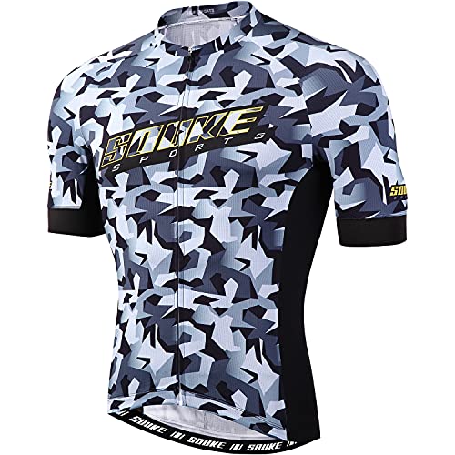 Souke Sports Maillot Ciclismo Hombre Verano Maillot Bicicleta Montaña Bike MTB Camiseta con Mangas Cortas