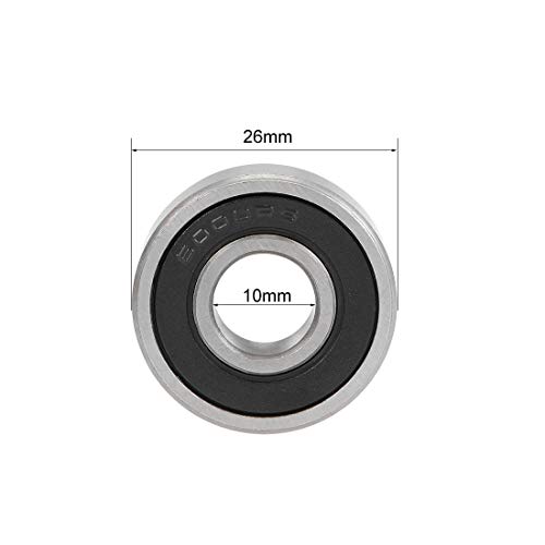 sourcing map Rodamientos de Bolas, 2x Cojinetes de bolas de Ranura Profunda 6000-2RS, 15x26x8mm Rodamiento de Doble Sellado, de Acero, para Roller Skate, Equipo Mecánico, Instrumentos Eléctrico