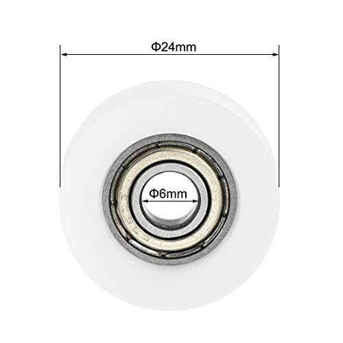 sourcing map U696ZZ 696 Nylon U Ranura Rodamientos 6x24x9mm Doble Metal Blindaje (GCr15) Cromado Acero Bola Rodamientos 4uds