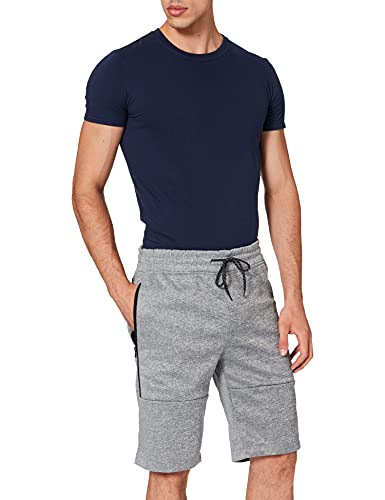 Southpole Zipper Pocket Tech Fleece Shorts Pantalones Cortos, Gris Marled, L para Hombre