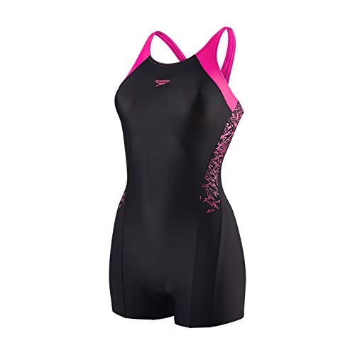 Speedo Boom Logo Splice Bañador, Niñas, Negro(Black/Pink), 28 (9-10 Años)