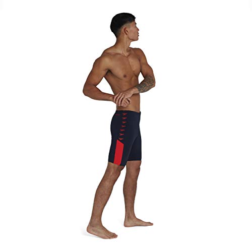 Speedo Boom Logo Splice Jammers, Hombre, Azul (True Navy/Dragonfire Orange), M