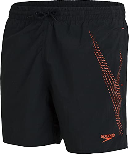 Speedo Hombre Boom Logo 16" Bañador para Hombre, Black/Volcanic Orange, XX-Large