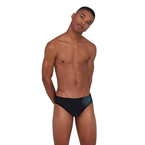 Speedo Tech Placement 7cm Brief Bañador, Hombre, Black/Pool, 38