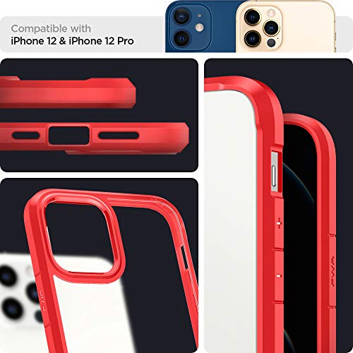 Spigen Funda Ultra Hybrid Compatible con iPhone 12 y Compatible con iPhone 12 Pro - Rojo