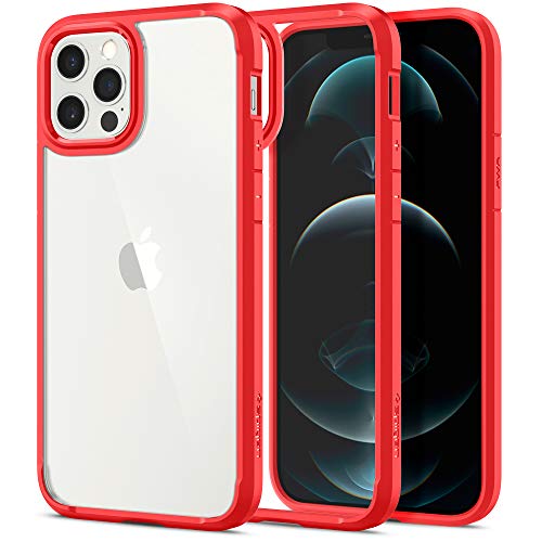 Spigen Funda Ultra Hybrid Compatible con iPhone 12 y Compatible con iPhone 12 Pro - Rojo