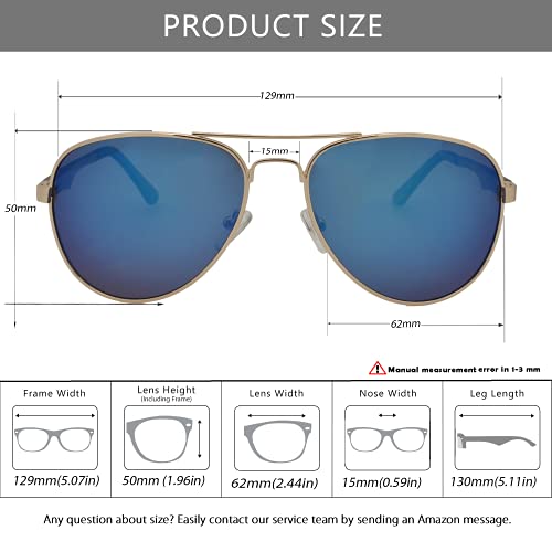 SQUAD Gafas de sol hombre y mujer polarizadas Piloto 100% protección UV400 Doble puente lentes de azul espejo
