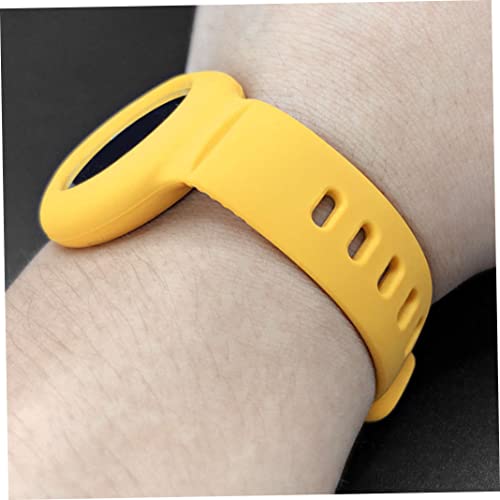 Sraeriot Pulsera de Banda Funda Protectora Compatible con Airtag Silicone Anti-Ped Locator Cover Amarillo Productos electrónicos Casos PRÃ“LICOS