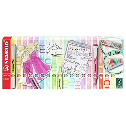 STABILO - Marcador swing cool, Set de mesa Fashion Edition con 18 colores