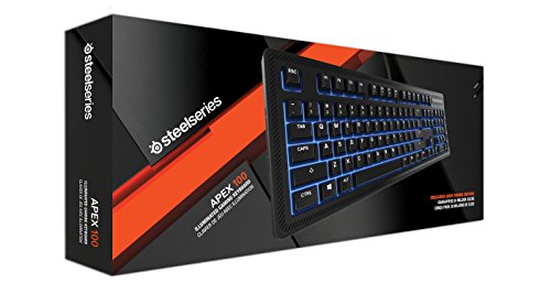 SteelSeries Apex 100, Teclado para Juegos, con retroiluminación Azul, Teclas Macro, Gestión de Software, (PC/Mac) - Disposición US QWERTY