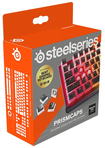 SteelSeries PrismCaps – teclas de doble inyección estilo pudding – termoplástico PBT resistente – compatible con la mayoría de teclados mecánicos – vástagos MX – negro (Configuración británica)