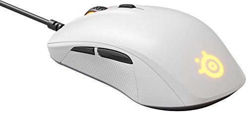 SteelSeries Rival 110 - Ratón de juego óptico, iluminación RGB, 6 botones, blanco