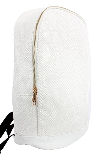 Streetwear - Mochila de piel sintética con piel de serpiente, color blanco