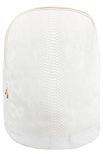 Streetwear - Mochila de piel sintética con piel de serpiente, color blanco