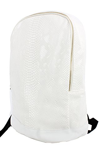 Streetwear - Mochila de piel sintética con piel de serpiente, color blanco