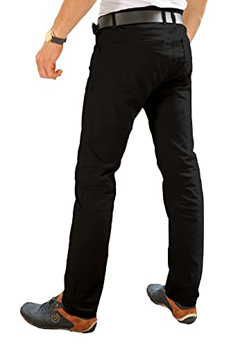 strongAnt® - Milano Pantalones Elasticos Hombre, 5 Bolsillos de algodón Estilo Jeans 260 g - Business Pantalón Elegantes clásico - Hecho en la UE - Negro 44