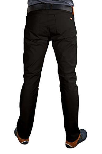 strongAnt® - Milano Pantalones Elasticos Hombre, 5 Bolsillos de algodón Estilo Jeans 260 g - Business Pantalón Elegantes clásico - Hecho en la UE - Negro 44