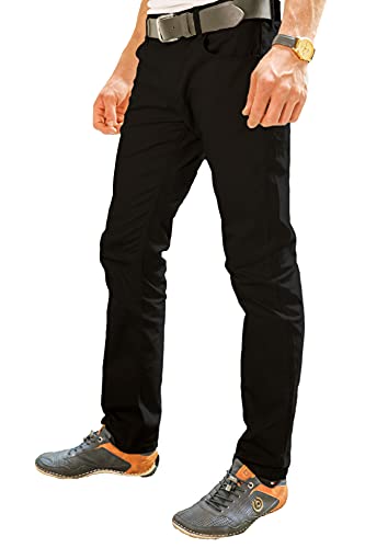 strongAnt® - Milano Pantalones Elasticos Hombre, 5 Bolsillos de algodón Estilo Jeans 260 g - Business Pantalón Elegantes clásico - Hecho en la UE - Negro 44