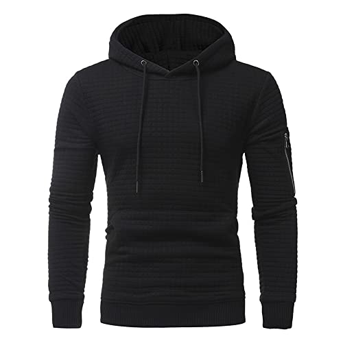 Sudadera Capucha Hombre Regular Fit Empalme Manga Larga Suéteres Hombres Cremallera Decoración Diseño Moda Sudadera Hombres Fitness Entrenamiento Correr Pullover Hombres