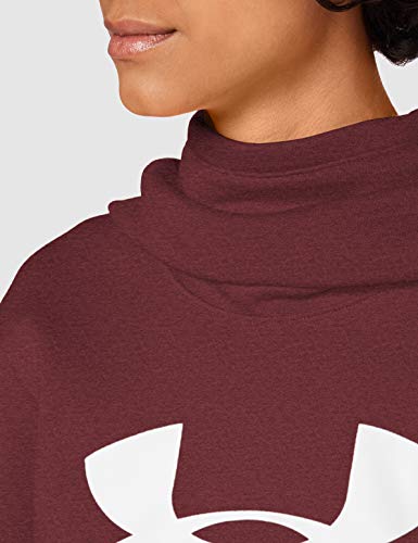 Sudadera con capucha, algodón, forro polar, estilo deportivo, Mujer, 1321185-600, Dark Maroon/White/Metallic Beige, Medium