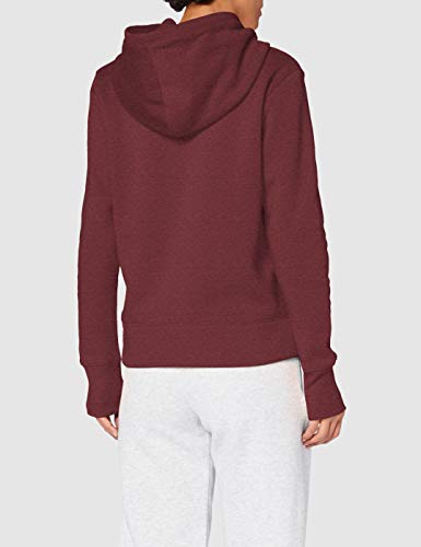 Sudadera con capucha, algodón, forro polar, estilo deportivo, Mujer, 1321185-600, Dark Maroon/White/Metallic Beige, Medium