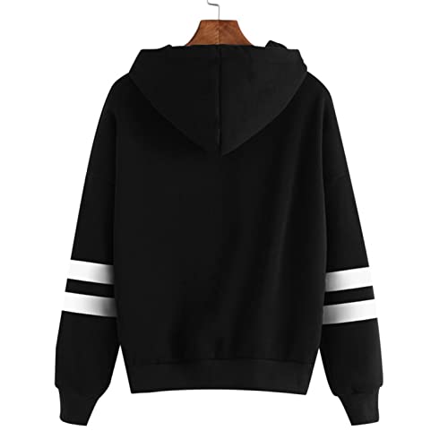 Sudadera con Capucha para Mujers Sueter Navideños Impresa Reno Manga Larga Pull-Over Lindo Hooded con Ajustable Cordón Dama Chica Señora Feliz Navidad Invierno Otoño S/M/L/XL/XXL