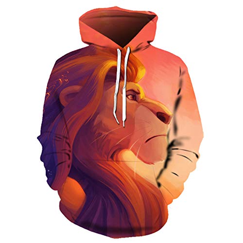 Sudadera Deportiva con Capucha para Hombre Y Mujer, Sudadera con Capucha con Estampado 3D De Rey León De Dibujos Animados, Jersey Informal De Manga Larga con Cuello Redondo, Talla-6Xl-Lms1146_XL