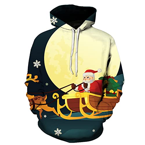 Sudadera Hombre Otoño Invierno Tendencia Moda 3D Impresión Hombre Pullover Urbano Oversized Cordón Unisex Sudadera Capucha Moderna Navidad Fiesta Romántica Pareja Ropa WY-1787 S