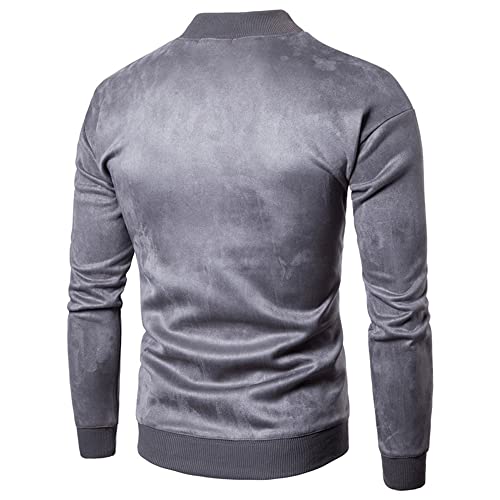 Suéter Hombre Cuello Redondo Bordado Slim Fit Sudadera Hombre Otoño Invierno Cálido Manga Larga Camiseta Hombre Clásico Casual Sport All-Match Suéter Hombre E-Grey L