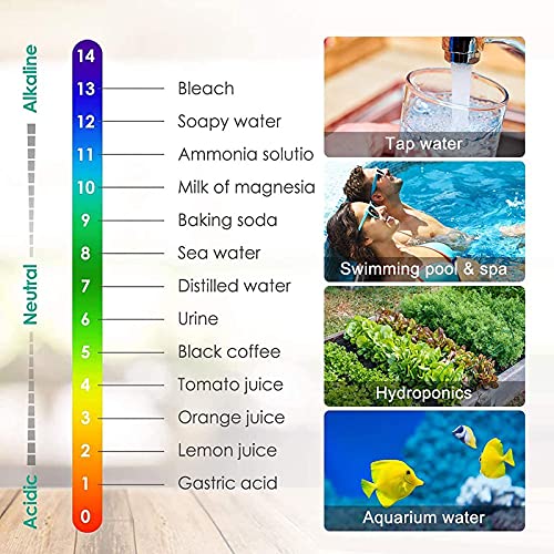 sumgott Medidor pH, Medidor TDS PH Piscina Medidor EC ph 4 en 1 Pantalla LCD Retroiluminada para Piscina, Agua Potable, pecera