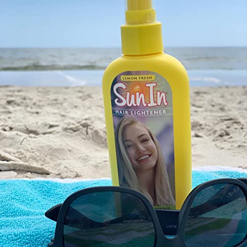 Sun In Lemon Fresh Aclarador de cabello. Enriquecido con productos Botánicos Naturales de Aloe, Manzanilla, Caléndula y Linaza. Sin alcohol. Aroma de Limón Fresco. 138 Mililitros