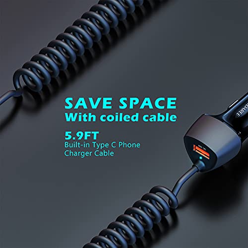 SUNDAREE Cargador Coche Tipo C Cable,38W 12V~24V PD&QC 3.0 Quick Charge Carga Rapida USB C Cable Mechero Adaptador for Xiaomi redmi 9 Note 10/Poco X3/Samsung A21 A51/iphone 11/OnePlus/Huawei/Tabletas