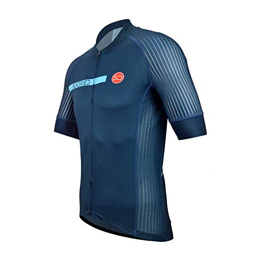 SUNDRIED Camisa para Hombre Desgaste del Ciclo Pro Manga Corta Ciclismo Jersey Bici para la Bici del Camino de Bicicletas de montaña (Azul, XXL)